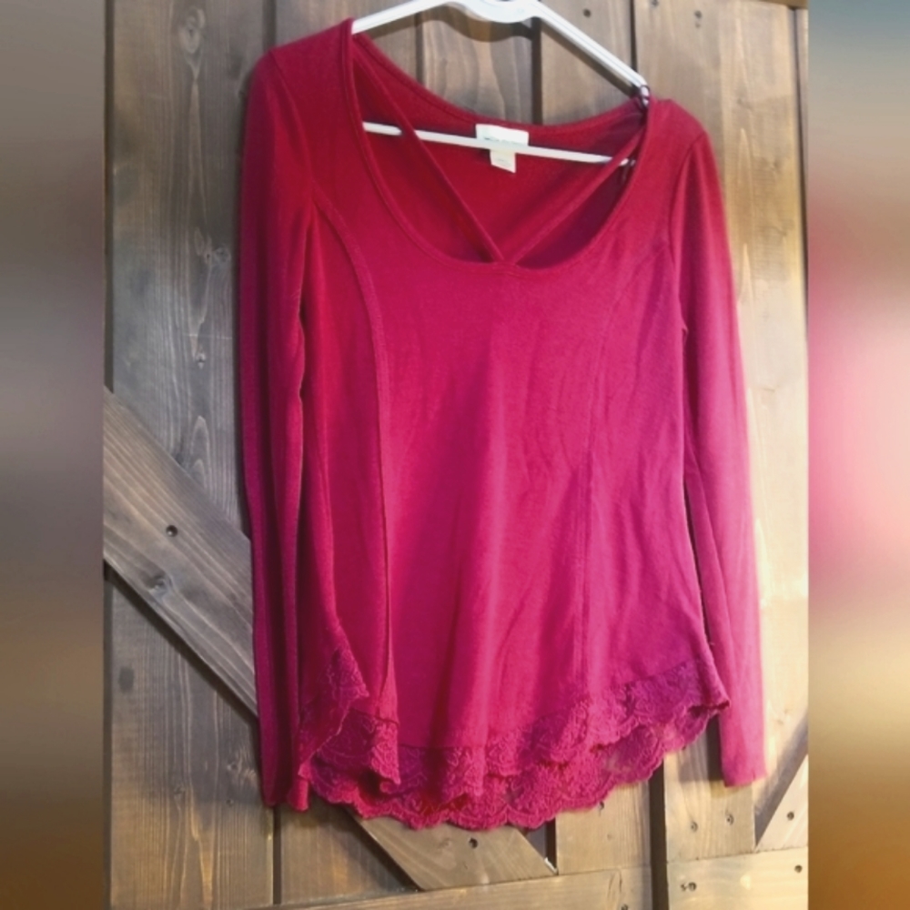 Red belle du jour cashmere long sleeve shirt